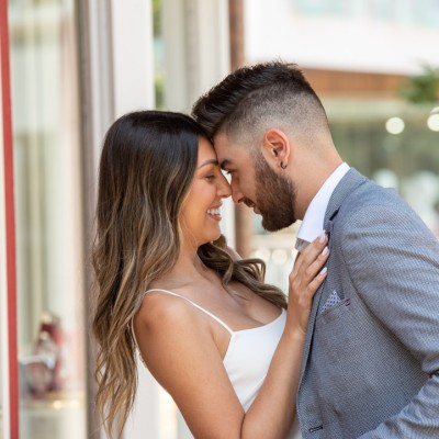 engaged couple showing affection